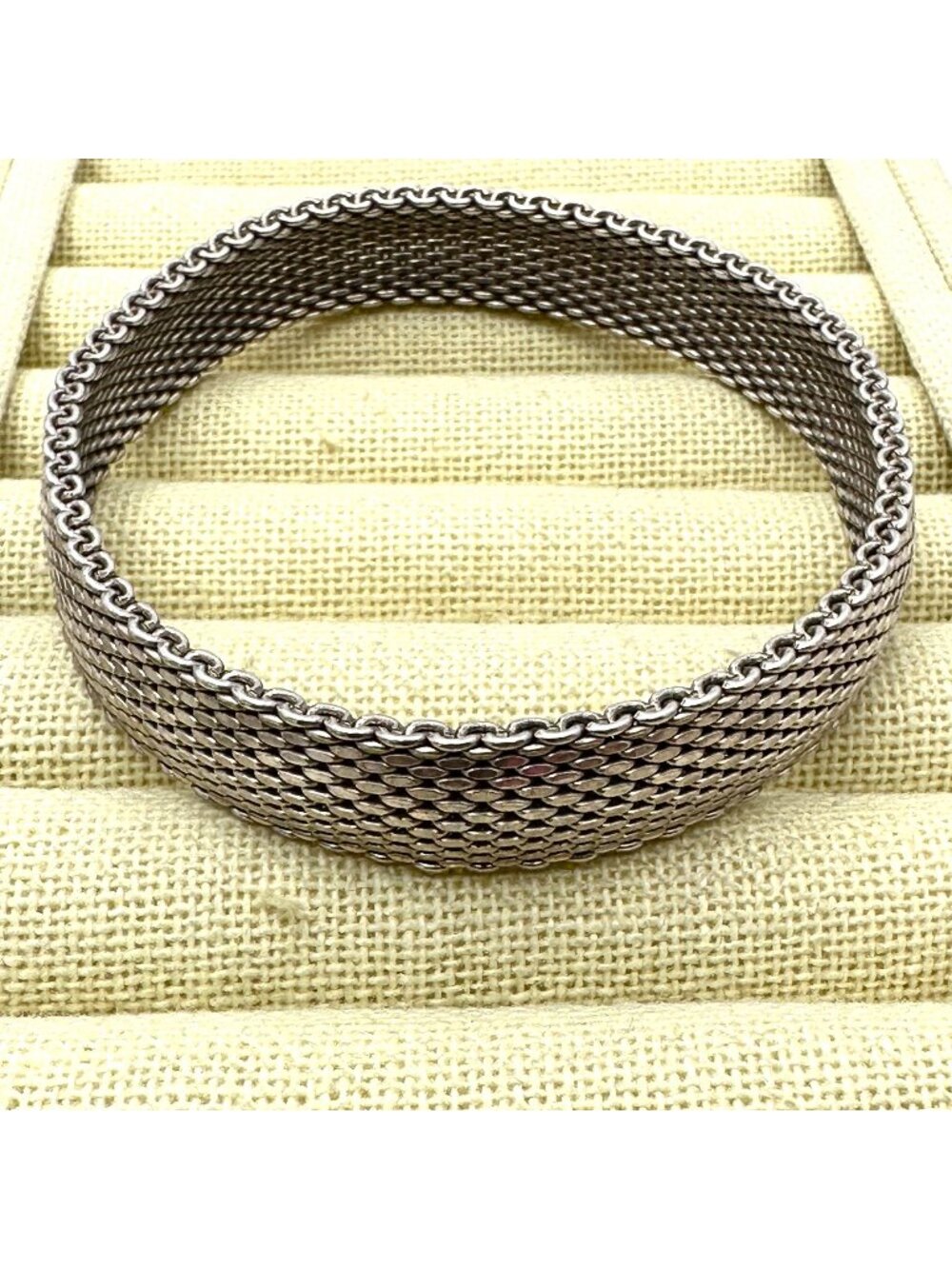 Goldfrey Carter GC 925 Sterling Silver Mesh Bangle Bracelet 8.5 Inch Weight 43 G